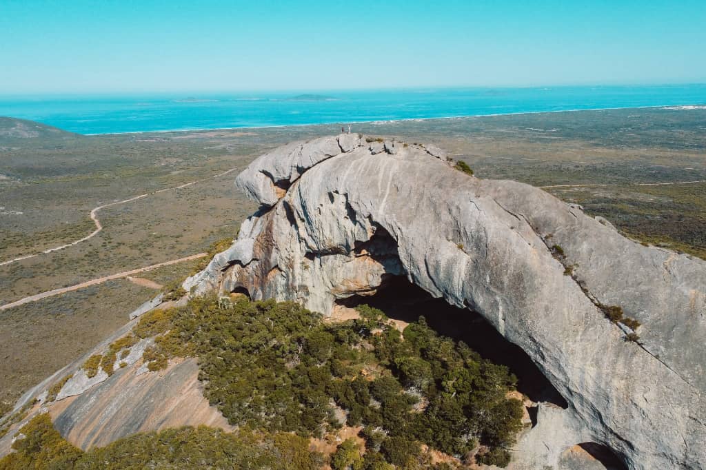Drone view of Frenchman Peak in Esperance, Western Australia