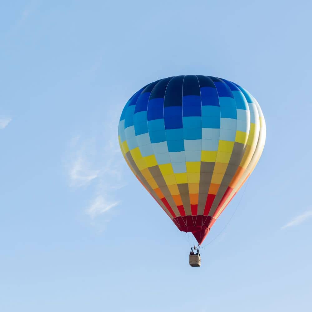 A hot air balloon in flight. One of the most fun things to do in Alice Springs.