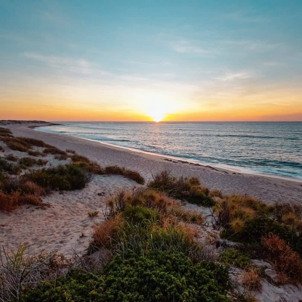 Wobiri Beach, Exmouth, Western Australia. Popular for beginner surfers and kitesurfers.