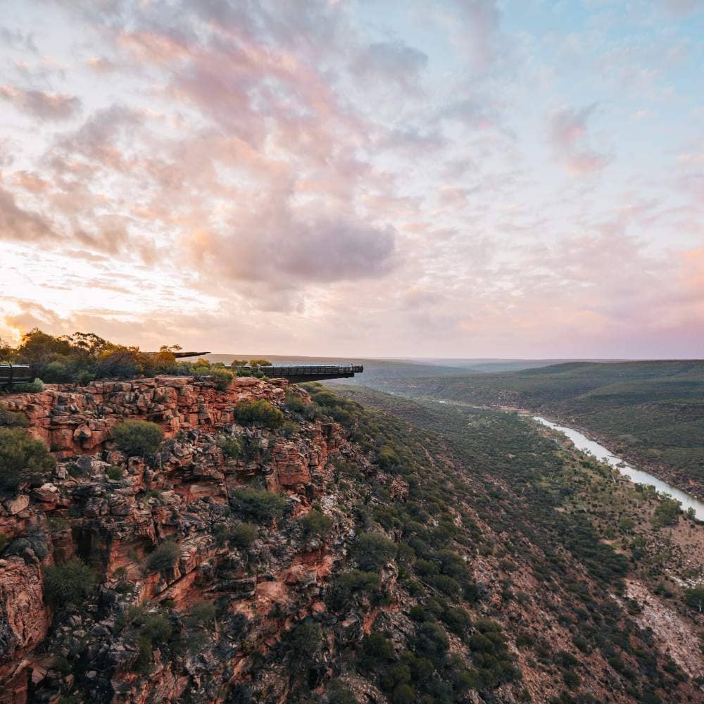 kalbarri skywalk at sunset in kalbarri national park