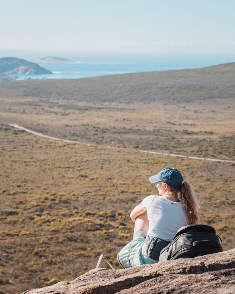 Bec from Salt and Charcoal looking over view at Frenchman's peak Esperance