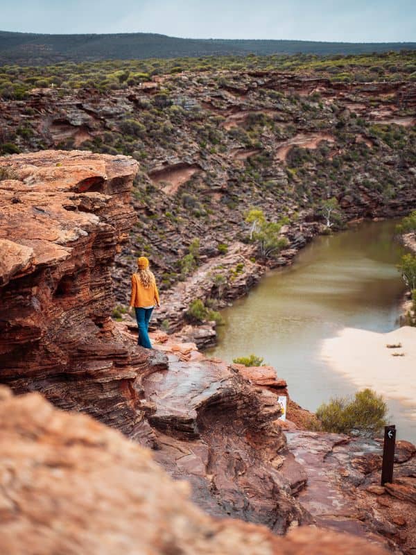 Walking along the cliffs of Natures Window, Kalbarri National Park