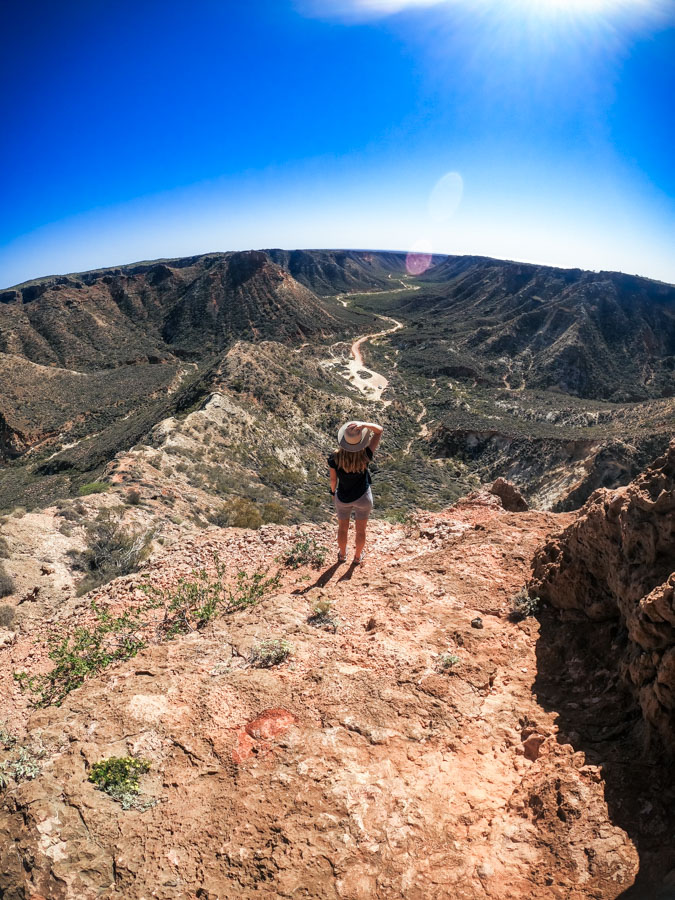 Tranquil moments at Shot Hole Canyon, Exmouth, as visitors enjoy the serene and untouched natural beauty of Western Australia.