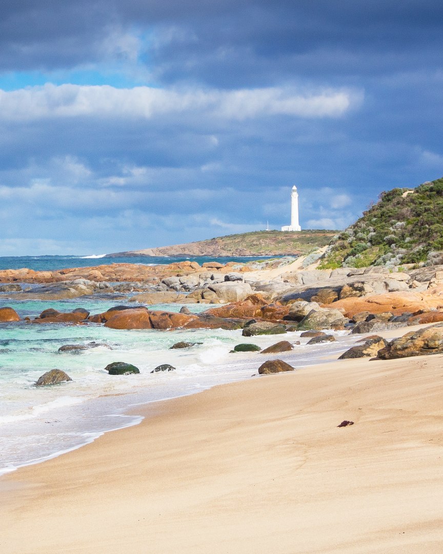 Storm clouds at Cape Leeuwin Lighthouse, at the south-western tip of Australia.