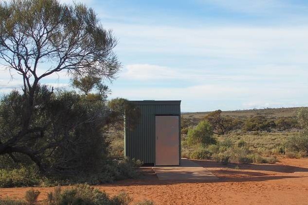 Green bathroom in the open bushland of Whyalla Conservation Park.