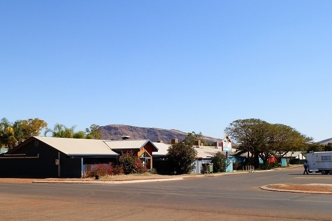 Small-town charm of Tom Price with clear views of nearby hills, perfect for those exploring things to do in Tom Price.