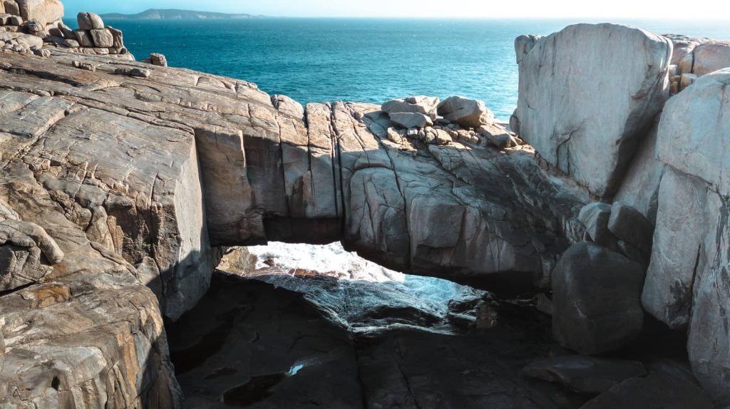 Granite rock formation of the Natural Bridge in Torndirrup National Park, Albany, Western Australia.
